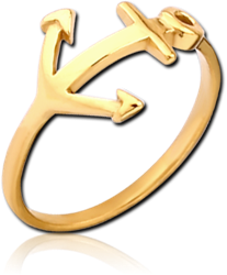 GOLD PVD COATED SURGICAL STEEL GRADE 316L RING - ANCHOR