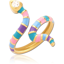 GOLD PVD COATED SURGICAL STEEL GRADE 316L JEWELED RING