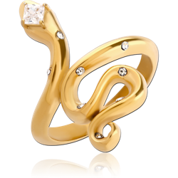 GOLD PVD COATED SURGICAL STEEL GRADE 316L JEWELED RING