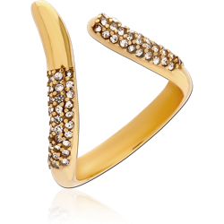GOLD PVD COATED SURGICAL STEEL GRADE 316L JEWELED RING