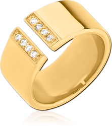 GOLD PVD COATED SURGICAL STEEL GRADE 316L JEWELED RING