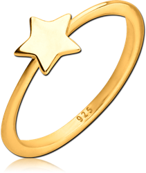 STERLING 925 SILVER GOLD PVD COATED RING - STAR