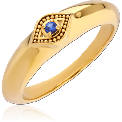 STERLING 925 SILVER GOLD PLATED JEWELED RING