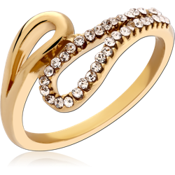 STERLING 925 SILVER GOLD PLATED JEWELED RING