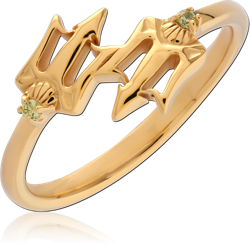 STERLING 925 SILVER GOLD PLATED JEWELED RING