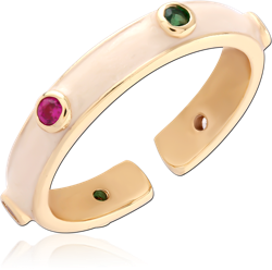 STERLING 925 SILVER GOLD PLATED JEWELED RING SPECIAL NEW DESIGN