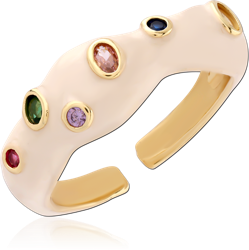 STERLING 925 SILVER GOLD PLATED JEWELED RING SPECIAL NEW DESIGN