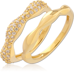 STERLING 925 SILVER GOLD PLATED JEWELED RING