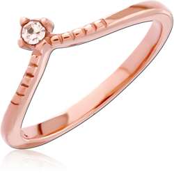 ROSE GOLD PVD COATED SURGICAL STEEL GRADE 316L JEWELED RING