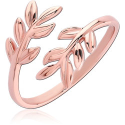 STERLING 925 SILVER ROSE GOLD PVD COATED OPEN RING - LEAF