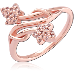 STERLING 925 SILVER ROSE GOLD PLATED JEWELED RING