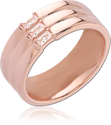 STERLING 925 SILVER ROSE GOLD PLATED JEWELED RING