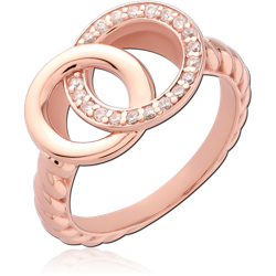 STERLING 925 SILVER ROSE GOLD PLATED JEWELED RING