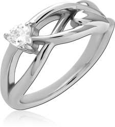 STERLING 925 SILVER RHODIUM PLATED JEWELED RING