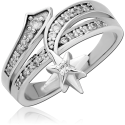 STERLING SILVER 925 RHODIUM COATED JEWELED RING