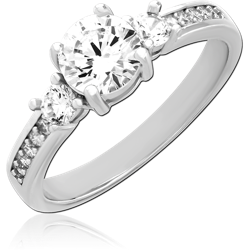 STERLING SILVER 925 RHODIUM COATED JEWELED RING