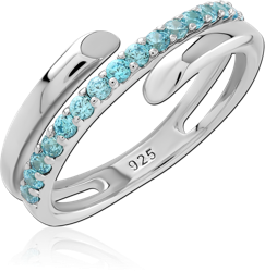 STERLING 925 SILVER RHODIUM PLATED JEWELED RING