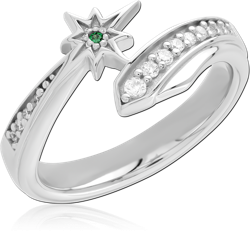 STERLING 925 SILVER RHODIUM PLATED JEWELED RING