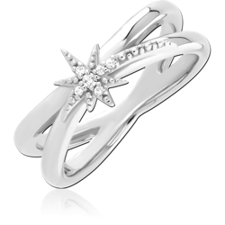 STERLING SILVER 925 RHODIUM COATED JEWELED RING