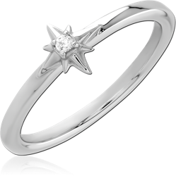 STERLING 925 SILVER RHODIUM PLATED JEWELED RING