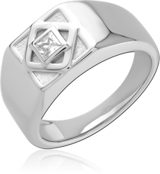 STERLING 925 SILVER RHODIUM PLATED JEWELED RING