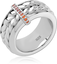 STERLING 925 SILVER RHODIUM PLATED JEWELED RING