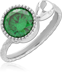 STERLING 925 SILVER RHODIUM PLATED JEWELED RING