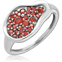 STERLING SILVER 925 RHODIUM COATED JEWELED RING