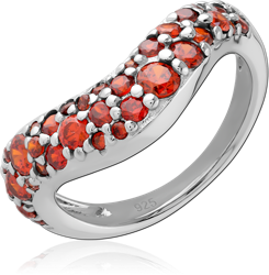 STERLING SILVER 925 RHODIUM COATED JEWELED RIN