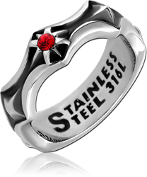 SURGICAL STEEL GRADE 316L OXIDIZED JEWELED RING