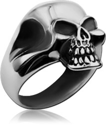 SURGICAL STEEL GRADE 316L OXIDIZED RING -SKULL