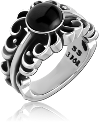 SURGICAL STEEL GRADE 316L RING WITH ONYX