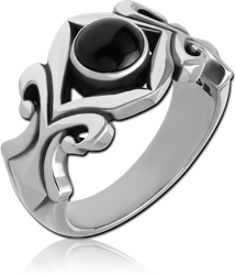 SURGICAL STEEL GRADE 316L RING WITH ONYX