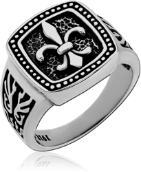 SURGICAL STEEL GRADE 316L RING - FLEUR DE LIS