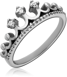 SURGICAL STEEL GRADE 316L JEWELED RING - CROWN