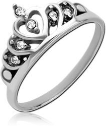 SURGICAL STEEL GRADE 316L JEWELED RING - CROWN