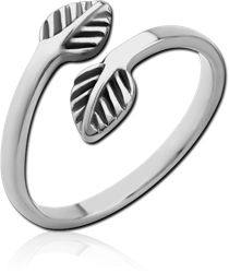 SURGICAL STEEL GRADE 316L OPEN RING - LEAF