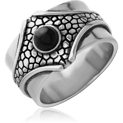 SURGICAL STEEL GRADE 316L RING WITH ONYX