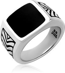 SURGICAL STEEL GRADE 316L RING WITH ONYX