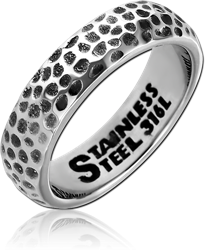 SURGICAL STEEL GRADE 316L RING - HAMMARED TEXTURE