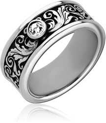 SURGICAL STEEL GRADE 316L OXIDIZED JEWELED RING