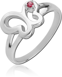 SURGICAL STEEL GRADE 316L JEWELED RING - BUTTERFLY