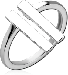 STERLING STERLING 925 SILVER 925 RING - OPEN WITH TWO FLAT LINES