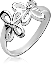 STERLING 925 SILVER RING - TWO FLOWERS