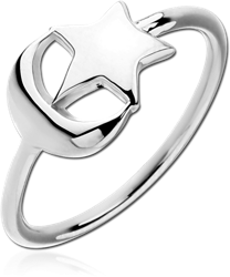 STERLING 925 SILVER RING - CRESCENT AND STAR