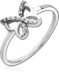 STERLING 925 SILVER JEWELED RING - BUTTERFLY