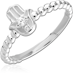 STERLING SILVER 925 RHODIUM COATED JEWELED RING