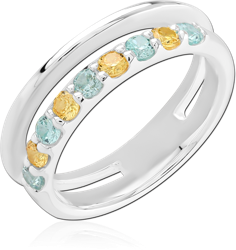 STERLING 925 SILVER PLATED JEWELED RING