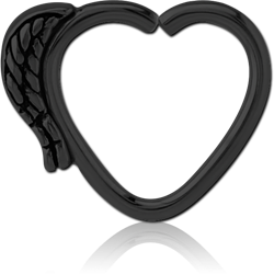 BLACK PVD COATED SURGICAL STEEL GRADE 316L OPEN HEART SEAMLESS RING