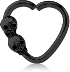 BLACK PVD COATED SURGICAL STEEL GRADE 316L OPEN HEART SEAMLESS RING